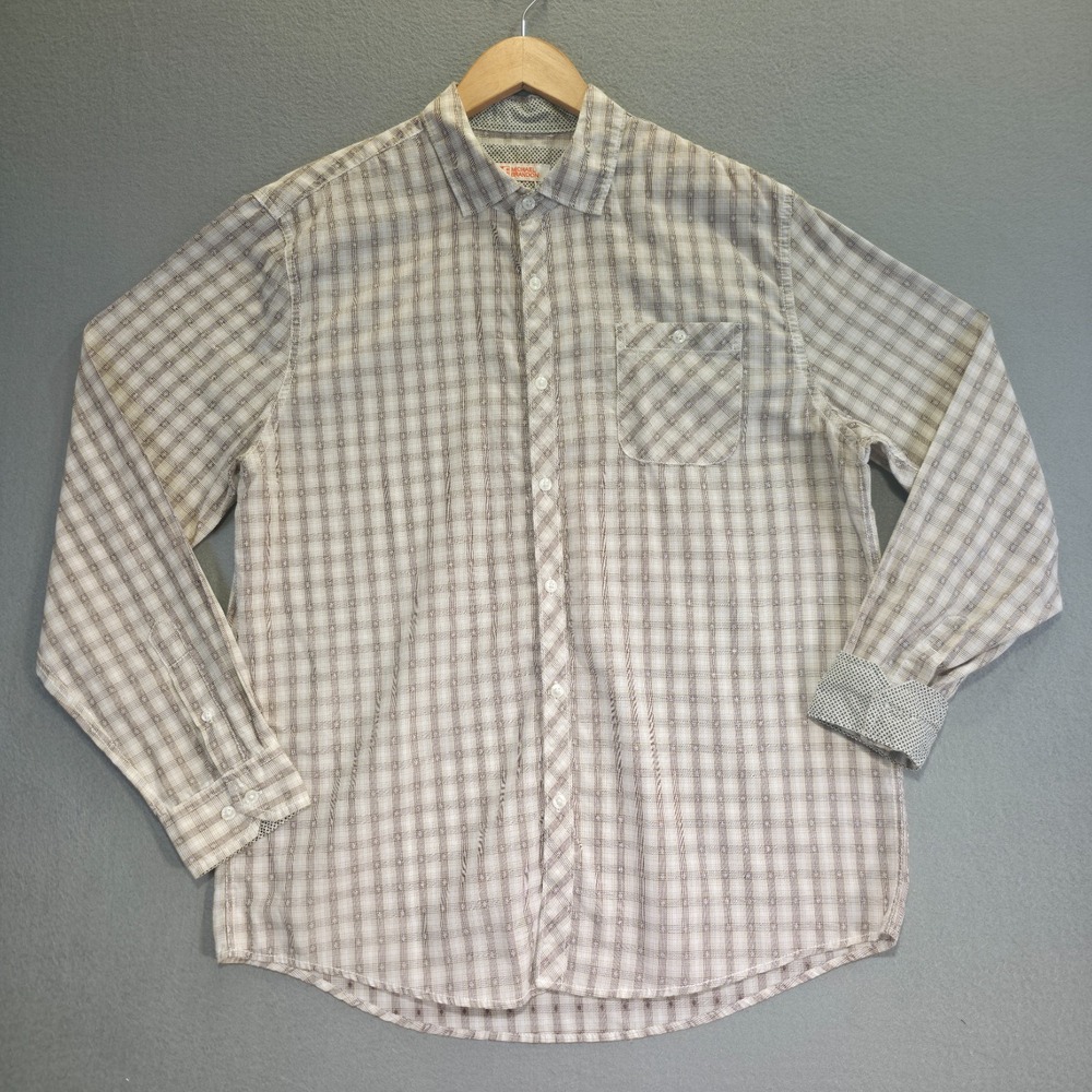 Michael Brandon Men's Brown Long Sleeve Button‎ Up Flip Cuff Shirt Size Large